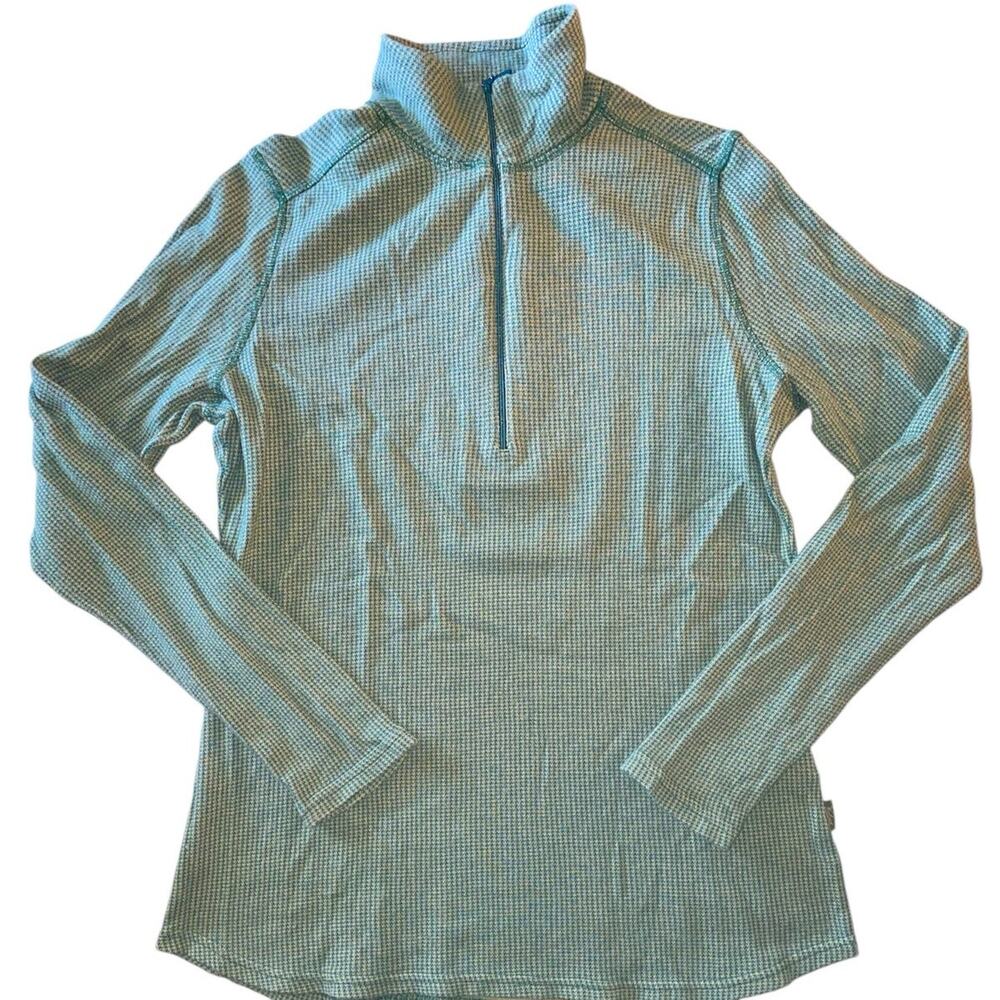 Woolrich Green Beige Half Zip Mile Run Pullover size Medium
